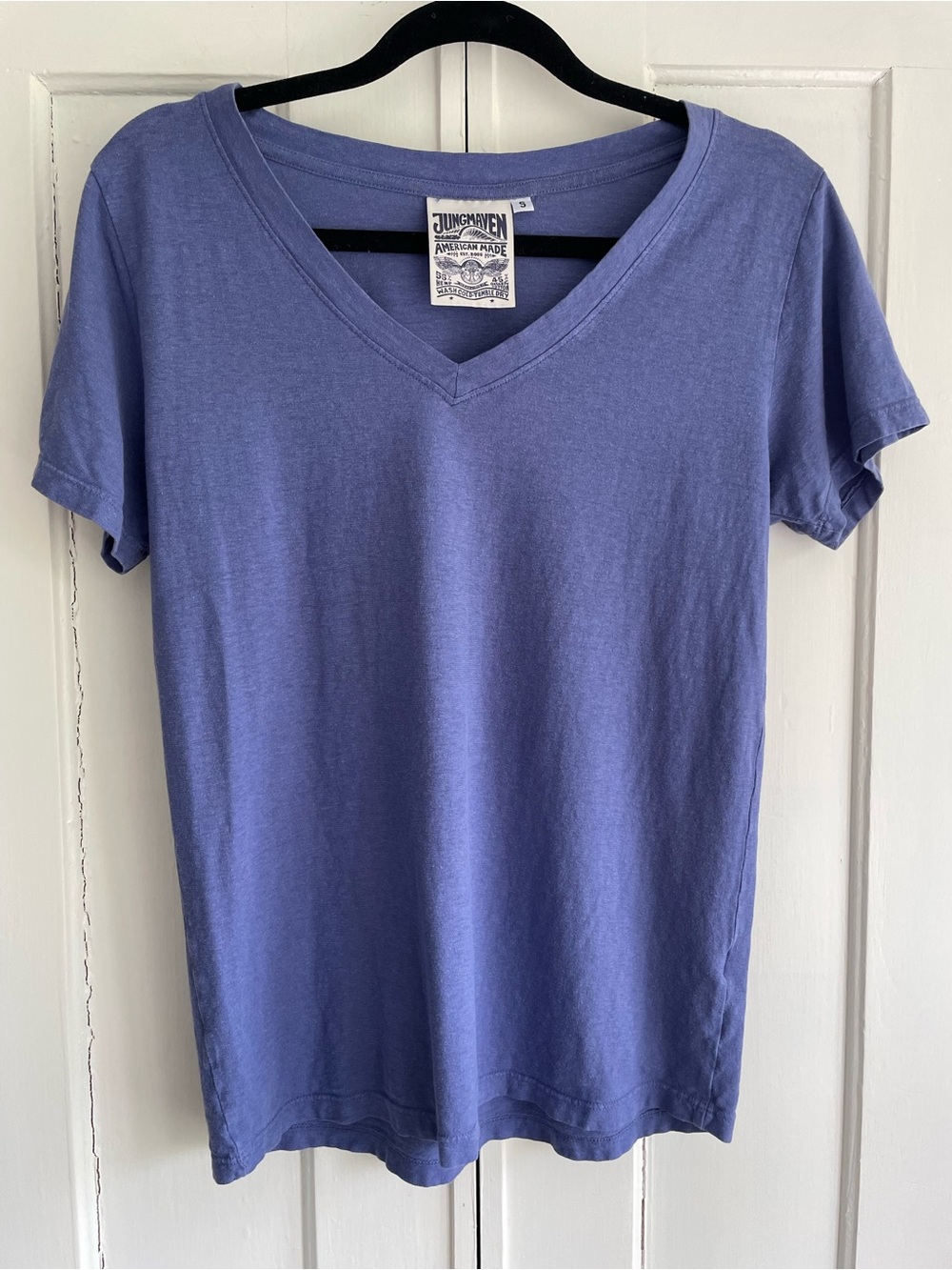Jungmaven Paige V-neck T-shirt Tee Small Wisteria Hemp Organic Cotton USA Made